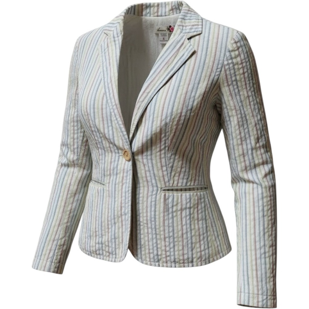 American Rag Y2k Pastel Pinstripe Cotton Blazer Jacket Sz Small Light Academia
